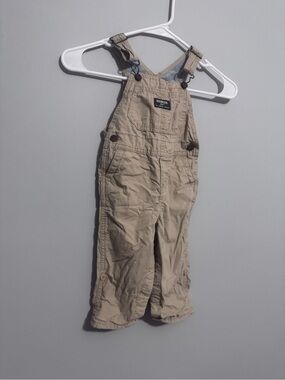 OshKosh B'gosh Tan Toddler Overalls with Logo Patch